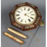 A 19th Century Continental Postman's alarm clock with 22cm painted dial, Roman numerals, contained