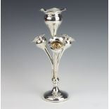 An Edwardian silver 4 section trumpet epergne Chester 1905 26cm The base has a slight flat edge