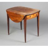 A 19th Century mahogany oval Pembroke table fitted a drawer, raised on square tapered supports