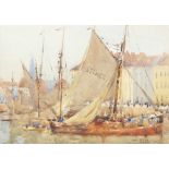 James Paterson (1854-1937), watercolour signed and dated 1907, "View of Ostend Harbour" 25cm x 35cm