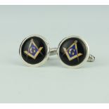 A pair of cast silver Masonic cufflinks, gross weight 10 grams