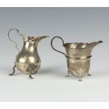 A silver cream jug Birmingham 1931 7cm, a Georgian ditto a/f, 128 grams