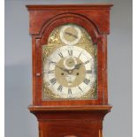 Nicolas Blondel, Guernsey, an 18th Century longcase clock with 30cm gilt arched dial, silvered