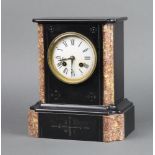 A 19th Century French 8 day striking mantel clock with enamelled dial and Roman numerals,