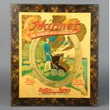 A 1920's wooden and transfer decorated advertising sign for Marmet The World's Best Folding Car 43cm