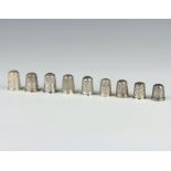 Nine silver thimbles 41 grams