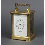 A 20th Century carriage clock timepiece, the enamelled dial marked Mappin & Webb Ltd, complete