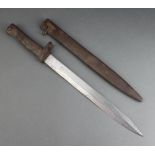 A Mauser bayonet with 31cm plain blade complete with scabbard There are dents to the scabbard