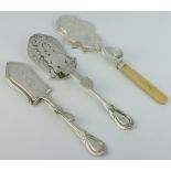 Three Edwardian silver plated lily pattern servers