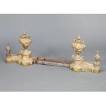 A pair of French 19th Century gilt metal andirons in the form of lidded urns 34cm h x 28cm w x