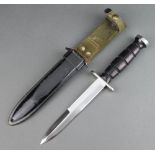 An American M8 style knife with 17cm blade, the scarab marked USM8BMCO