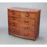A 19th Century mahogany bow front chest of 2 short and 3 long drawers with brass escutcheons 98cm