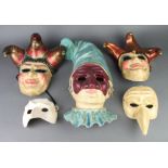 Mascarone, 3 20th Century Venetian carnival masks masked Mascarone Venice 1990 together with 2