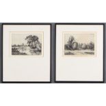 E S Bessell, engravings, a pair, 'The Wye at Hereford" and "Ludlow Castle", signed in pencil,