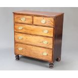 A Georgian mahogany chest of 2 short and 3 long drawers with replacement brass plate drop handles,