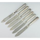 Six silver fish knives with shell grips, Sheffield 1872 (1 a/f)