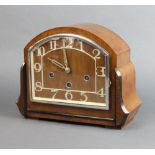 Haller, an Art Deco 1930's Continental 8 day striking mantel clock with arched dial and Arabic