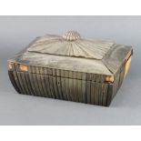 A William IV anglo Indian buffalo horn sewing box with hinged lid 19cm h x 34cm w x 24cm d