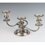 A silver plated 3 light candelabrum 18cm