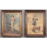 19th Century watercolours, a pair, studies of gentleman at country pursuits 62cm x 45cm Both are