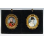 19th Century oval miniatures, watercolours unsigned, portrait of General White and his sister 7.