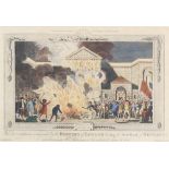 Hamilton, 18th Century engraving, "The Devastation Occasioned by The Rioters of London Firing the