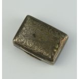 An early Victorian engine turned rectangular silver vinaigrette with scroll grill Both hinges are