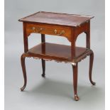 A rectangular Edwardian, Georgian style 2 tier mahogany silver table fitted a 2 brushing slides, 1