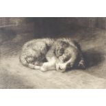 Herbert Thomas Dicksee (1862-1942), etching signed in pencil "His First Night From Home" 23cm x 31cm