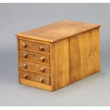 A Victorian rectangular pine collectors chest of 4 drawers with tore handles 33cm h x 31cm w x