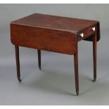 A 19th Century mahogany drop flap Pembroke table fitted a frieze drawer, raised on square supports
