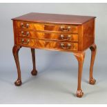 A Georgian style mahogany bow front canteen chest fitted 3 long drawers with brass drop handles,