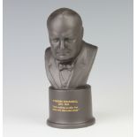 A Wedgwood black basalt bust of Winston Churchill, modelled by Arnold Machin RA no.176, boxed, 19cm