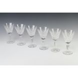 A set of six Waterford Crystal Tyrone pattern tapered wine glasses 18cm