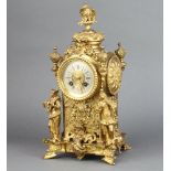 Lenzkirch, a 19th Century Continental striking on bell mantel clock with silvered chapter ring and