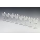 Eight large Waterford Crystal Tyrone pattern wine glasses 18cm