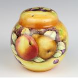 A Francesca China pot pourri vase and cover decorated with fruits by F R Ball 1977 12cm