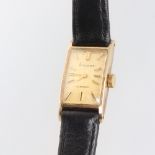 A lady's 9ct yellow gold Accurist wristwatch on a leather strap