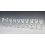 Ten Waterford Crystal Tyrone pattern sherry glasses 14cm