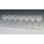 Eight Waterford Crystal Tyrone pattern hock wine glasses 19cm