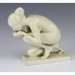 A Rosenthal Art Deco figure of a crouching naked lady no.752/0 signed Ernst Wenck 16cm This lot is
