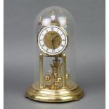 Kieninger & Obergfell, a 400 day clock with 9cm silvered dial, complete with glass dome 29cm h x