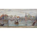 A B D 1889, watercolours monogrammed and dated, Dutch canal scene 32cm x 52cm