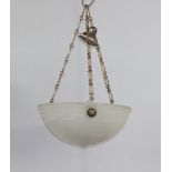 An Edwardian opaque glass light shade 13cm h x 30cm diam.