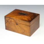 A Victorian walnut trinket box with hinged lid and fitted interior 15cm h x 27cm w x 20cm d