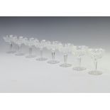 Eight Waterford Crystal Tyrone pattern champagne coupes 12cm