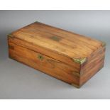 A Victorian bleached rosewood and brass banded writing slope with hinged lid 26cm h x 50cm w x