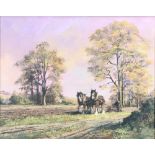 Alan King, oil on canvas signed, "Evening Ploughing" with certificate 39cm x 49cm This lot is in