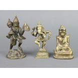 A gilt bronze figure of a standing Ganesh 12cm h x 4cm x 4cm, a bronze seated buddha 10cm x 6cm x