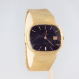 A gentleman's vintage Omega 18ct yellow gold manual calendar wristwatch with blue enamelled dial and